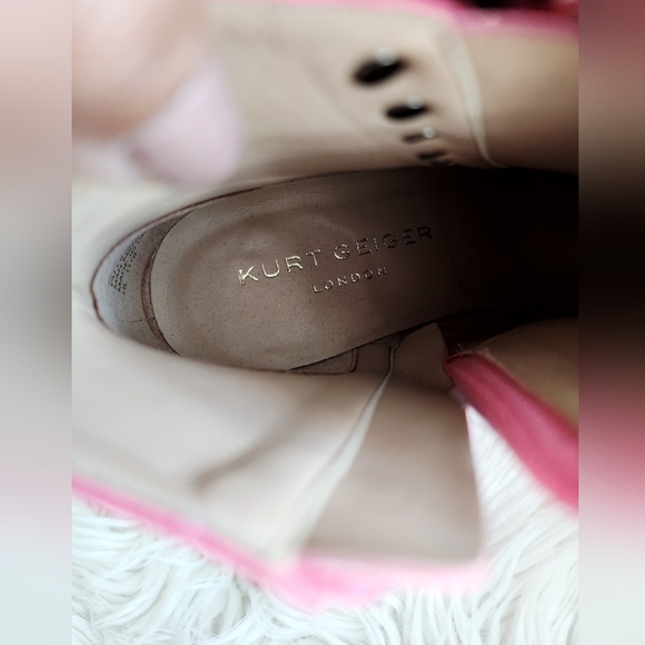 KURT GEIGER LONDON RITA ANKLE BOOTS PINK LEATHER POINTED TOE NANO HEEL SIZE 6.5 - Picture 6 of 16